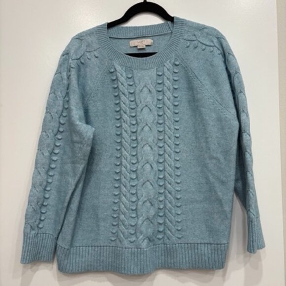 Loft Plus Blue Cable-Knit Sweater - 16W/18W - Like New - Picture 1 of 5